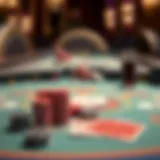 Elegant baccarat table setup with cards and chips