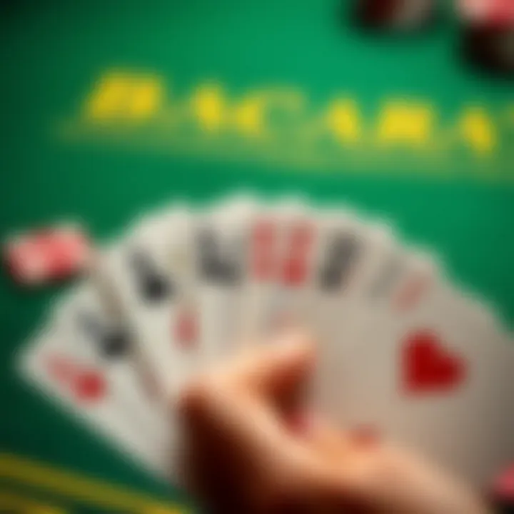 Close-up of Baccarat cards showing a winning hand