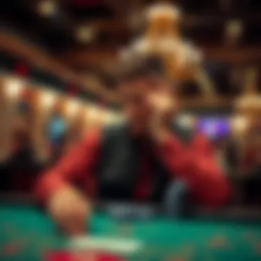 A player contemplating their next move at a blackjack table