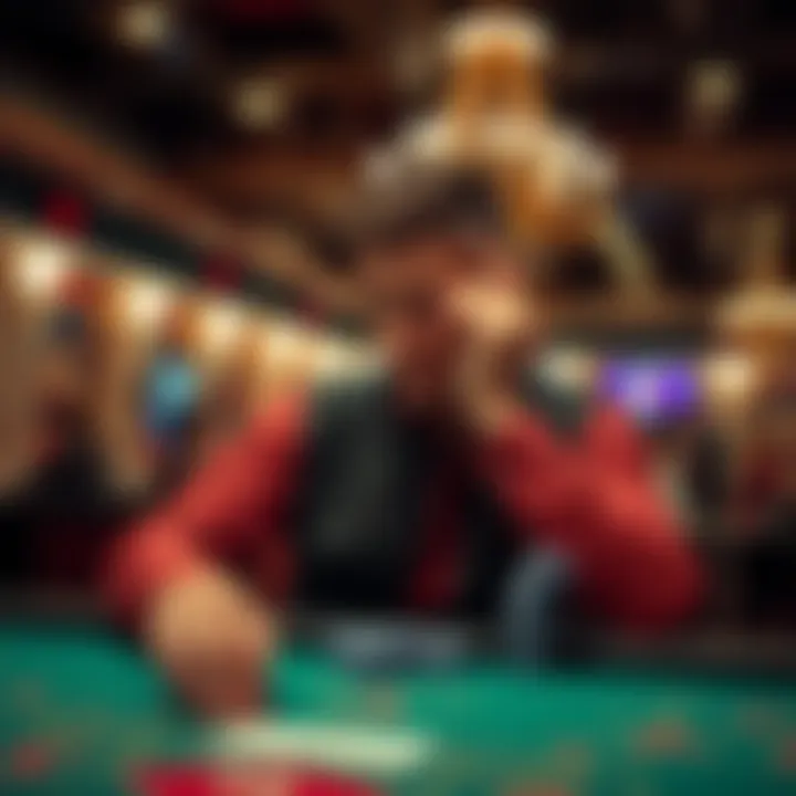 A player contemplating their next move at a blackjack table