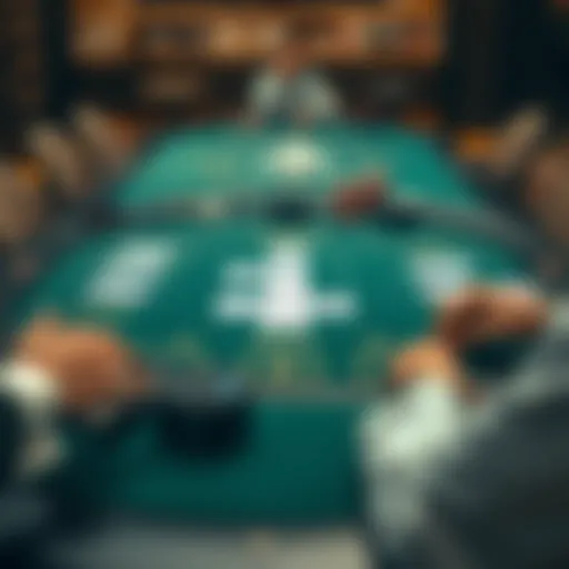 A strategic card table layout in an online blackjack casino