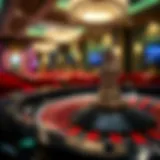 A captivating roulette wheel in a vibrant casino setting