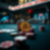 A digital poker table showcasing cryptocurrency chips and cards