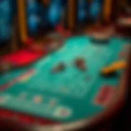 Detailed view of a baccarat table showcasing the betting layout
