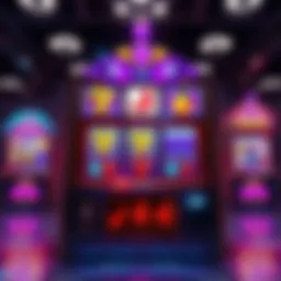 An intricate slot machine design showcasing vibrant symbols