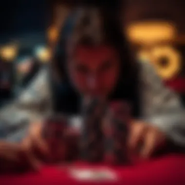 Intense Moments in Poker An intense moment during a poker game with chips stacked.