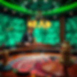 An immersive live roulette table setup with a dealer in action.