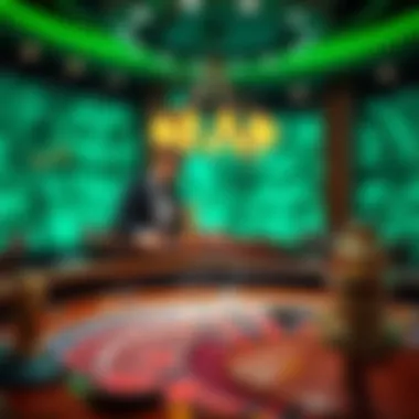 An immersive live roulette table setup with a dealer in action.