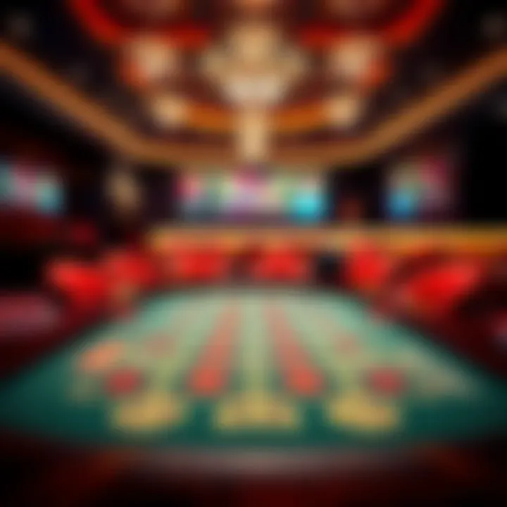 A detailed view of a virtual baccarat table with vibrant graphics