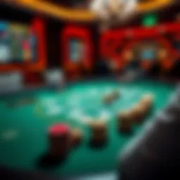 A detailed view of an online poker table with virtual cards and chips, showcasing a gameplay scenario.