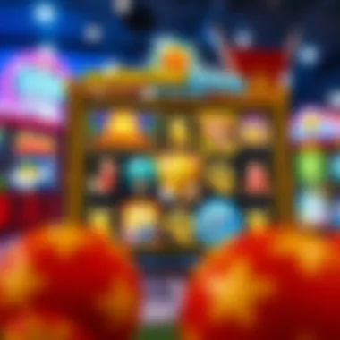 A vibrant online slot game interface showcasing various themes and symbols