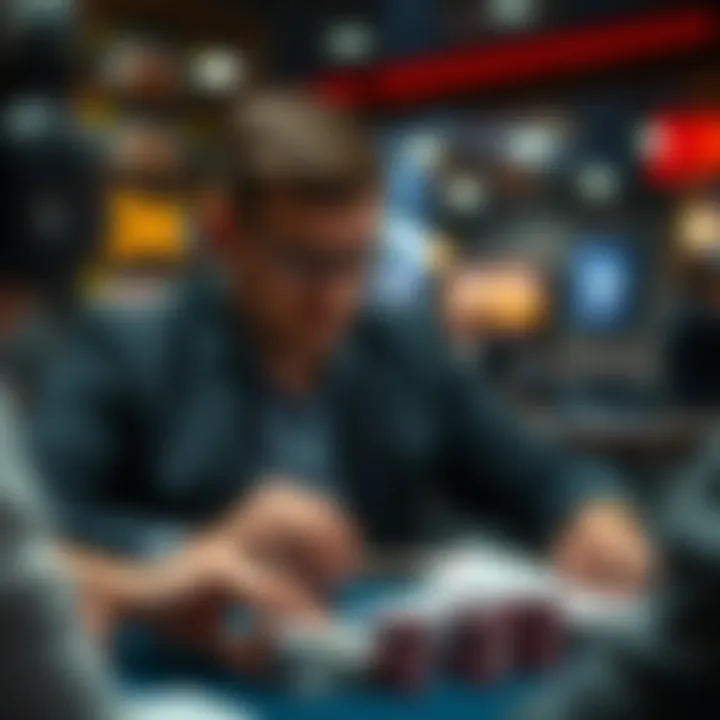 Illustration of a player calculating odds and strategies