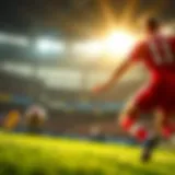 Dynamic football action with a player scoring a goal