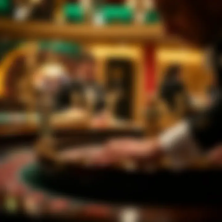 Close-up of a player placing a bet on the roulette table