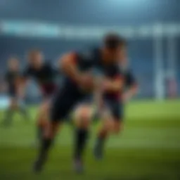 Rugby union match showcasing dynamic gameplay