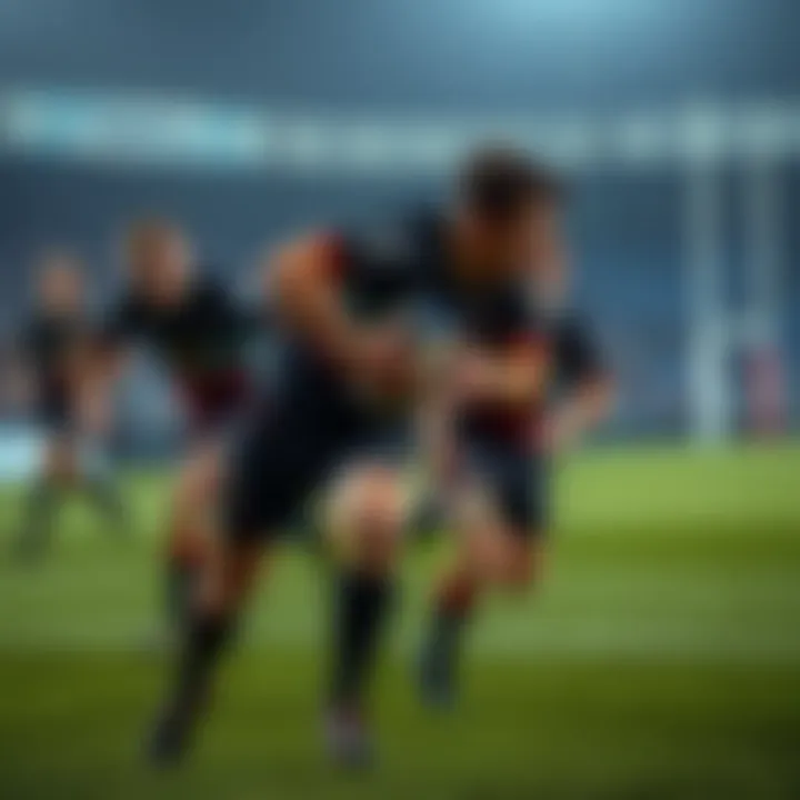 Rugby union match showcasing dynamic gameplay