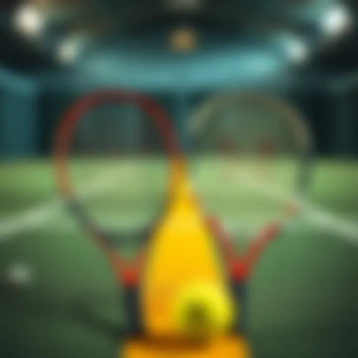 An illustration comparing the rackets used in squash and tennis, highlighting their differences